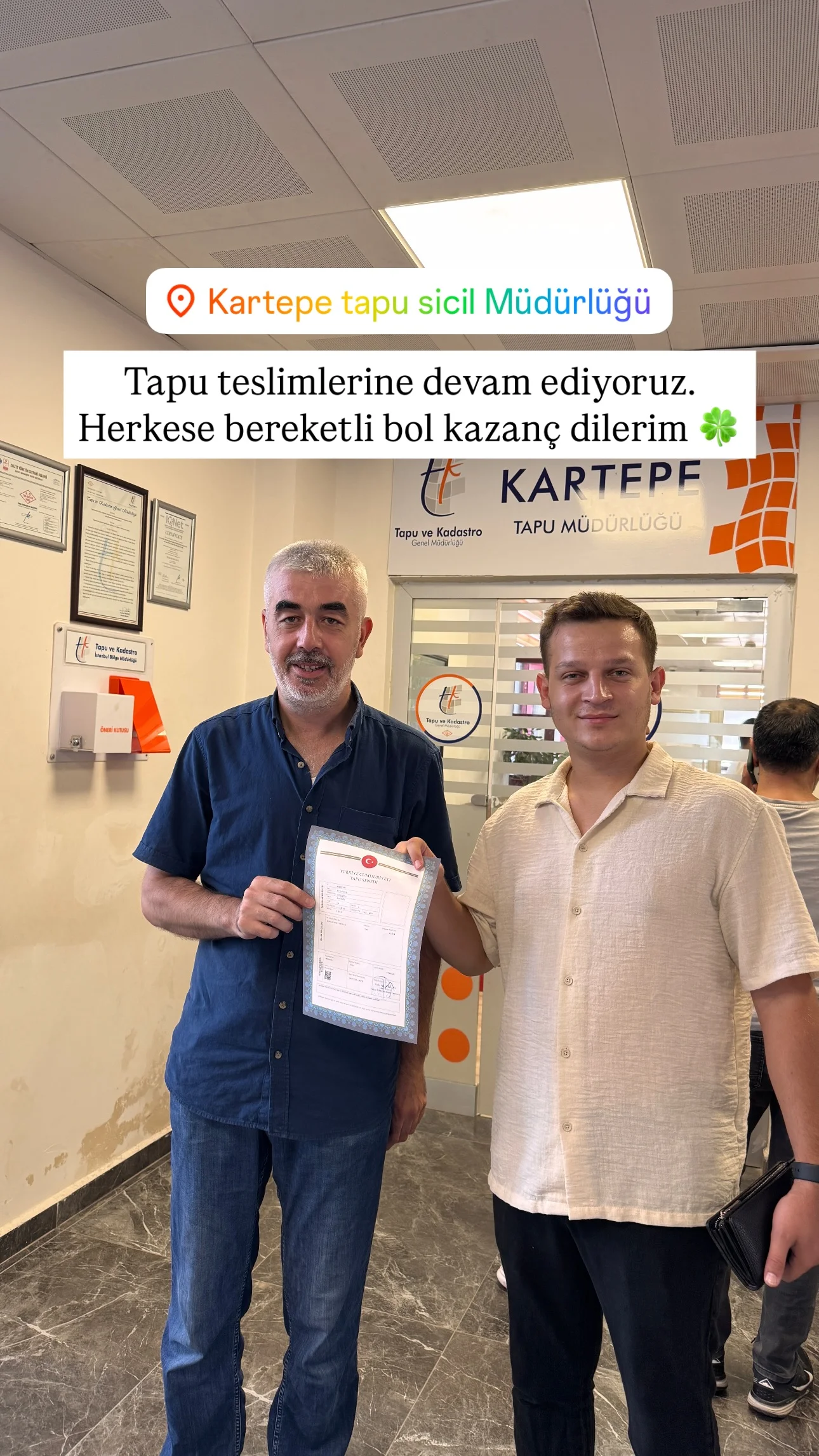 Tapu teslim anı