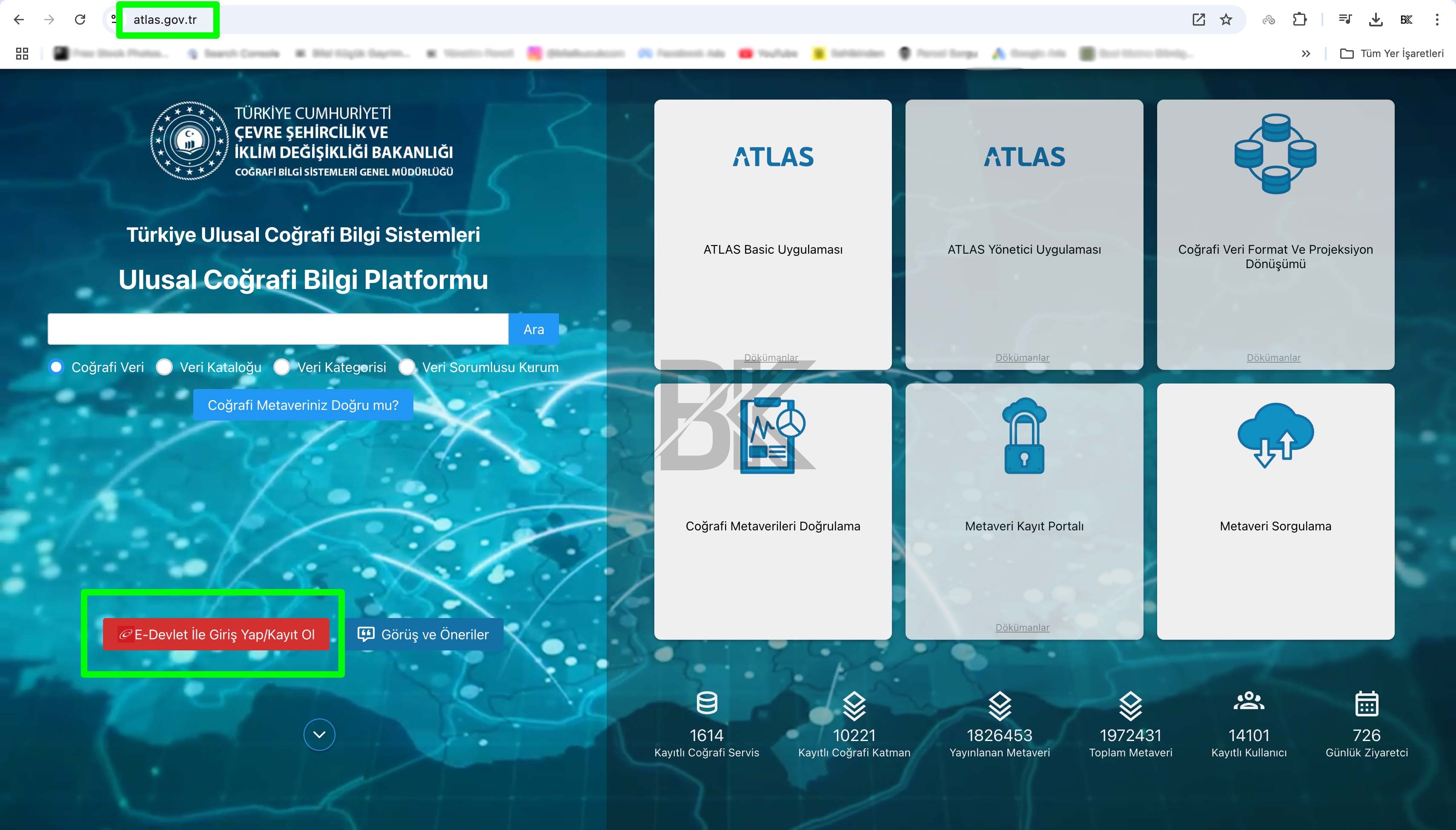Atlas.gov.tr sitesi giriş ekranı görseli